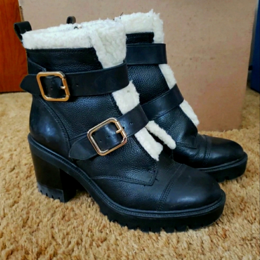 Nine West leather lug booties